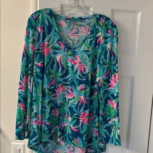 Lilly Pulitzer Floral Long Sleeve Top - Blue and Pink
